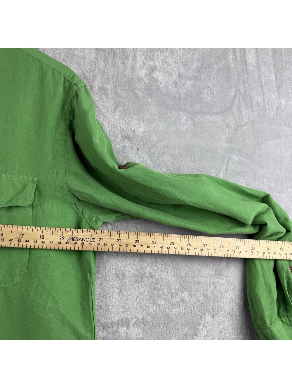 Polo Ralph Lauren Button Up Shirt Size M Green Silk Linen Roll Up Luxury Causal - Picture 6 of 12